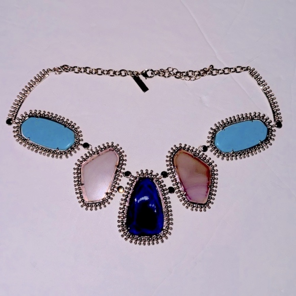 Vintage Kendra Scott Ava Statement Necklace Gold Turquoise - Picture 6 of 13
